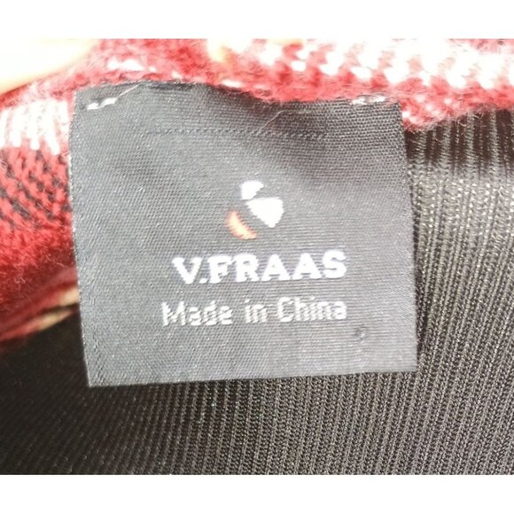 V FRAAS Women’s Red Tartan Plaid Fringe Wrap Scarf Poncho Topper Germany Made OS - Picture 2 of 7